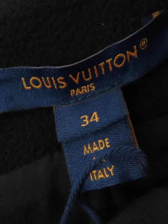 Louis Vuitton % Wool Leather with Belt Scallop Detail Mini Skirt Black 34 - Picture 7 of 12